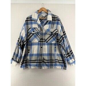 Women's Plus Size Shacket Size 3X Savage Art Blue Plaid
